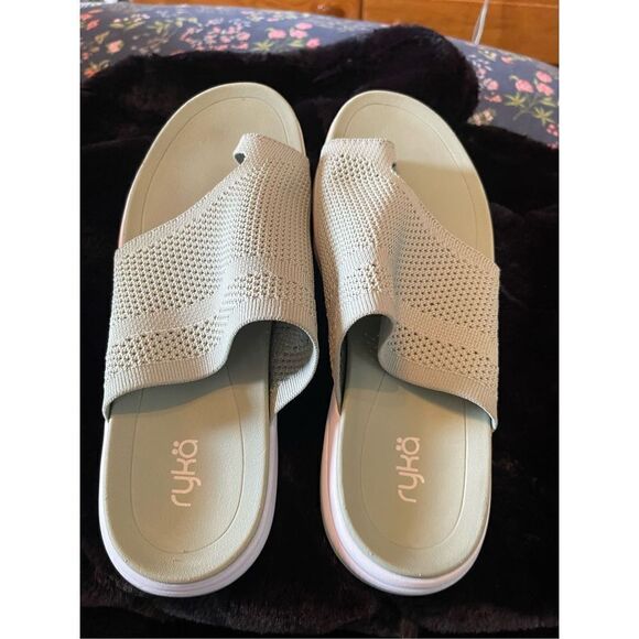 Ryka Womens Light Green Fabric Knit Margo Toe Ring Slip On Sandal Size 7 - Picture 6 of 14